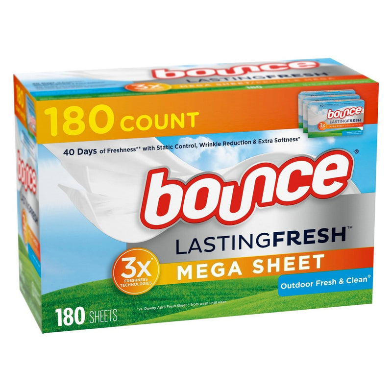 Bounce Lasting Fresh Mega Dryer Sheets - Outdoor Fresh - 180ct