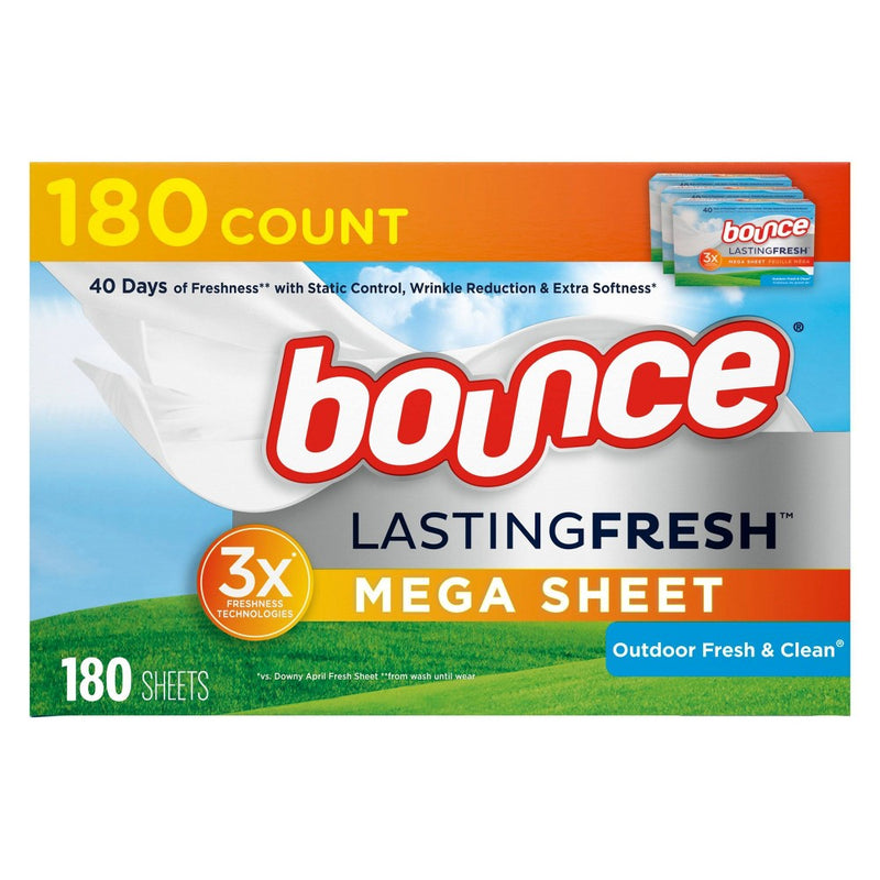 Bounce Lasting Fresh Mega Dryer Sheets - Outdoor Fresh - 180ct