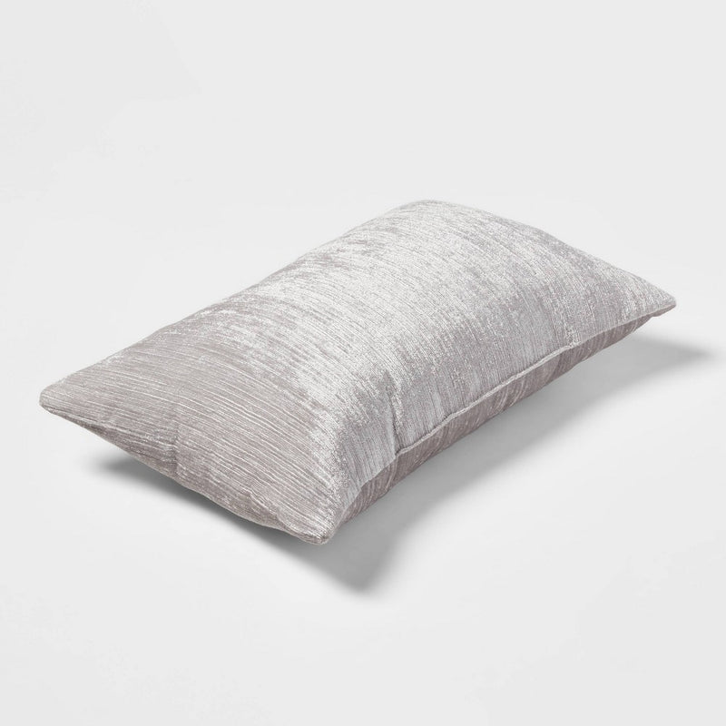 Velvet Rib Textured Lumbar Throw Pillow Gray - Threshold™