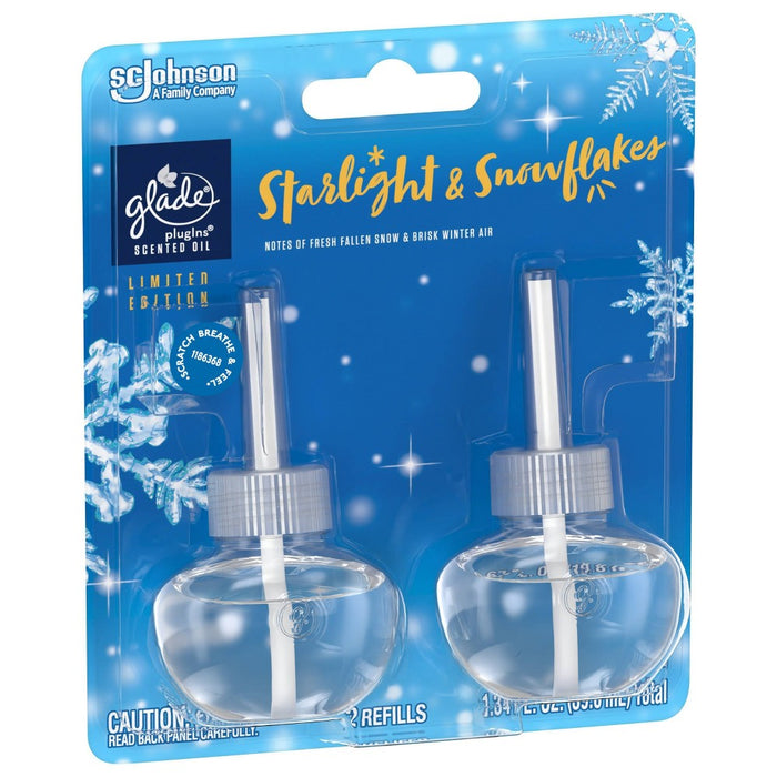 Glade PlugIns Scented Oil Air Freshener - Starlight & Snowflakes Refill - 1.34oz/2pk