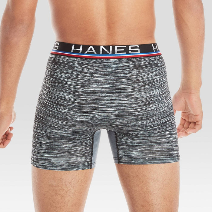 Hanes Premium Men's Xtemp Total Support Pouch Anti Chafing 3pk Boxer Briefs - Red/Gray XL