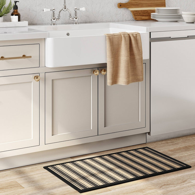 34" x 20" Vintage Striped Kitchen Rug Black/Brown - Threshold™