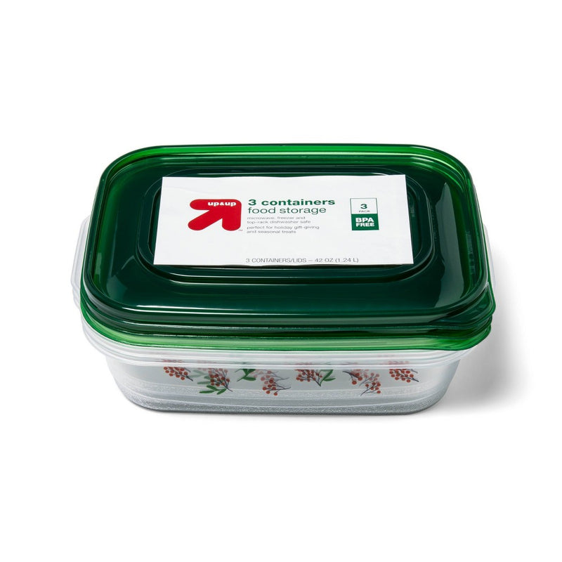 Holiday Rectangle Food Storage Container - 42oz/3ct - up & up™