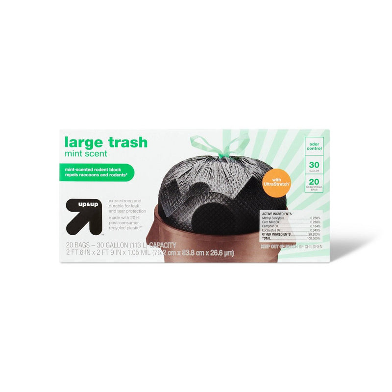 Extra-Strong Large Drawstring Trash Bags - Mint Scent - 30 Gallon/20ct - up & up™