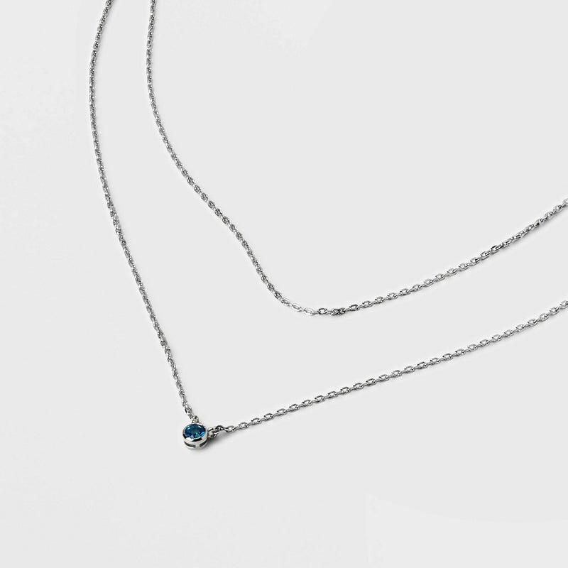 Silver Plated Bezel Topaz Bib Necklace - A New Day™ Silver