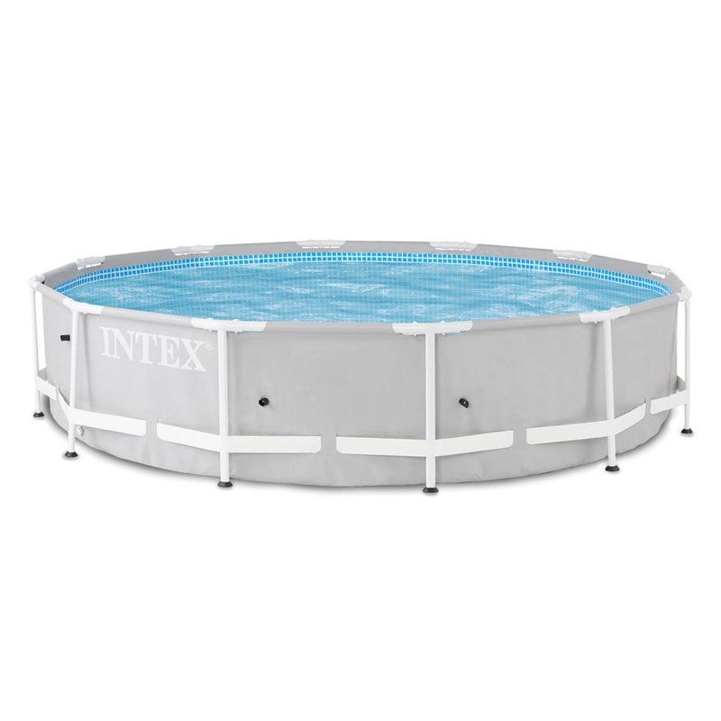 Intex 26710EH Prism 12 foot x 30 inch Prism Frame 6 Person Outdoor Round Above Ground Swimming Pool with Easy Set-Up, (Filter Pump Not Included) (LOCAL PICKUP ONLY)