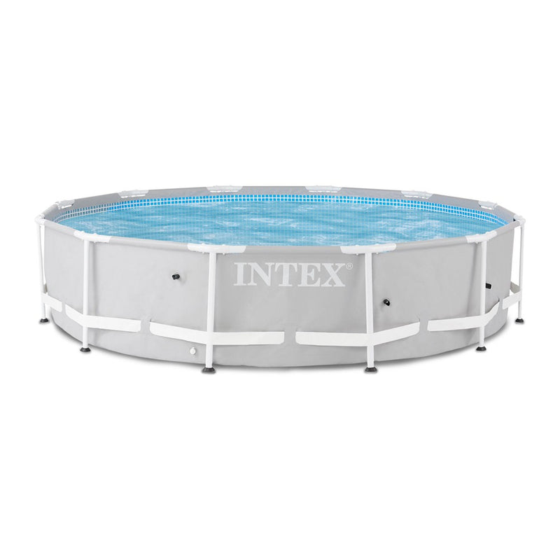 Intex 26710EH Prism 12 foot x 30 inch Prism Frame 6 Person Outdoor Round Above Ground Swimming Pool with Easy Set-Up, (Filter Pump Not Included) (LOCAL PICKUP ONLY)