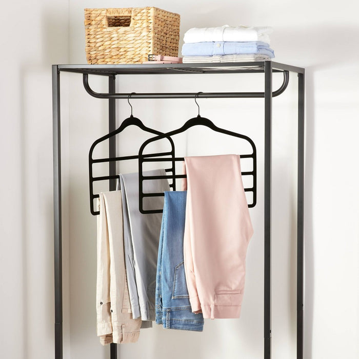 2pk 4 Bar Flocked Hangers Black - Brightroom™