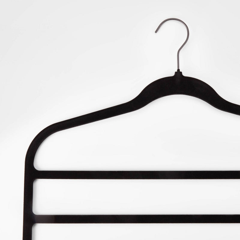 2pk 4 Bar Flocked Hangers Black - Brightroom™