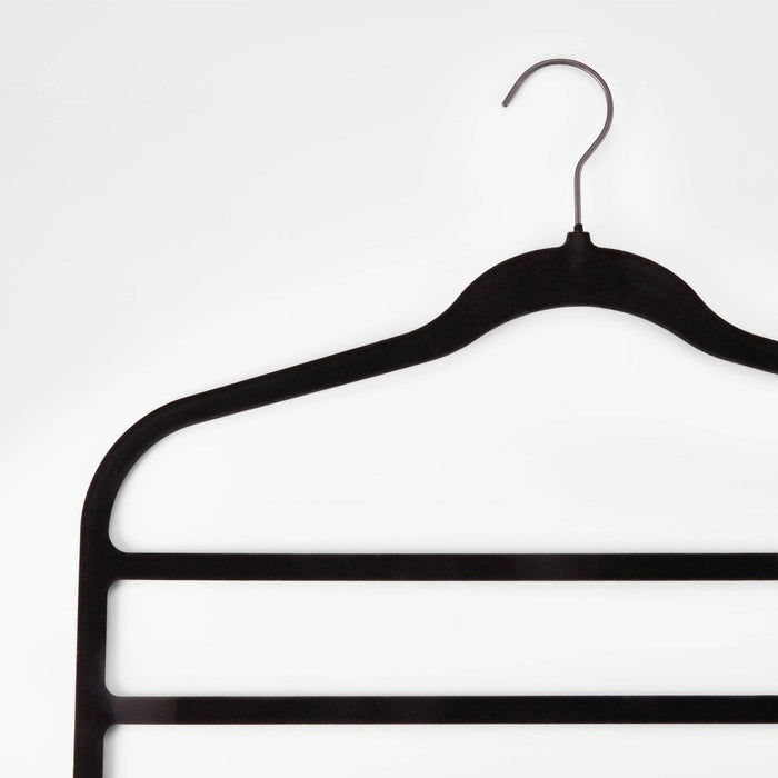 2pk 4 Bar Flocked Hangers Black - Brightroom™