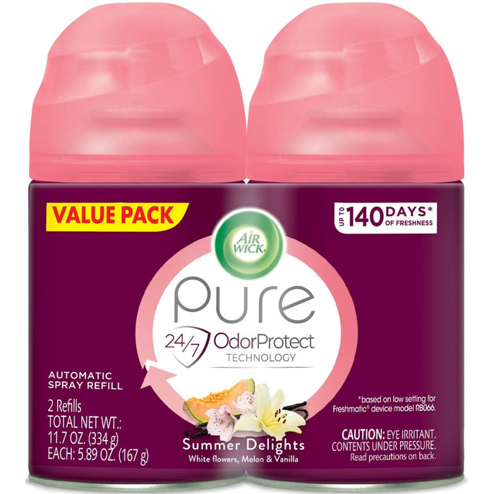 Air Wick Freshmatic Ultra - Twin Refill Essential Oils Summer Delights - White Flowers,Melon & Vanilla - 11.7oz/2pk