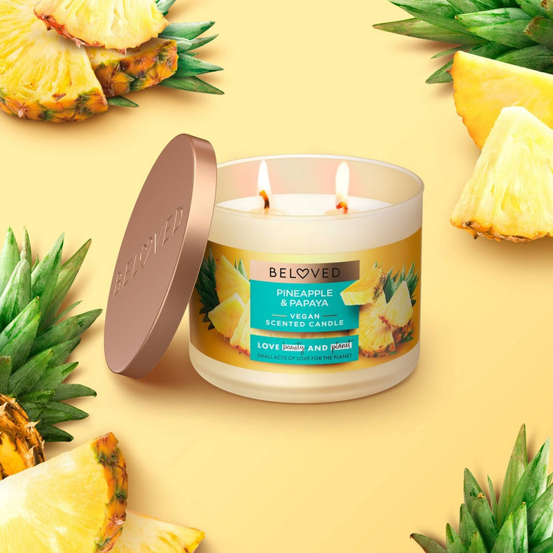 Beloved Pineapple & Papaya 2-Wick Vegan Candle - 11.5oz