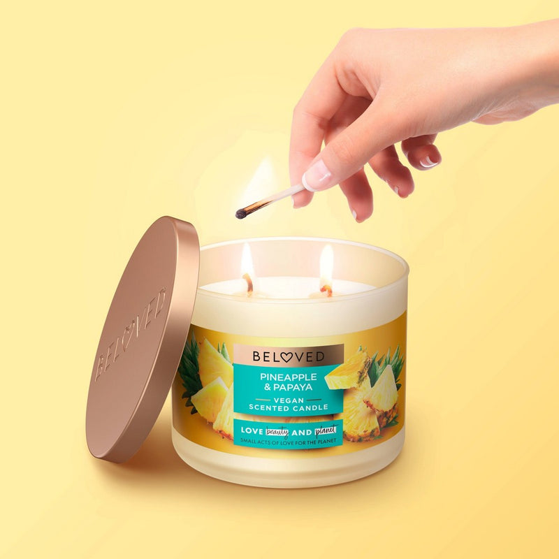 Beloved Pineapple & Papaya 2-Wick Vegan Candle - 11.5oz