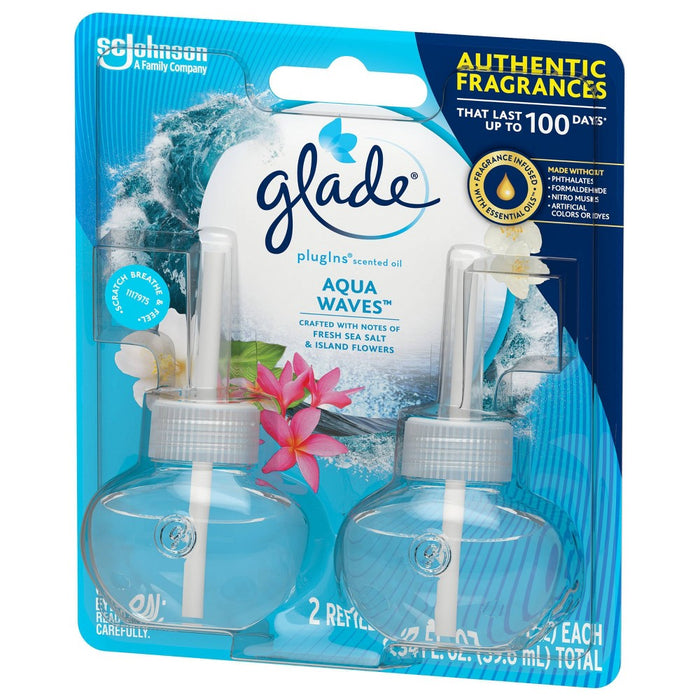 Glade PlugIns Scented Oil Air Freshener Refill- Aqua Waves - 1.34oz/2pk