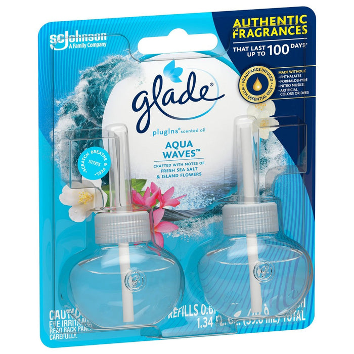 Glade PlugIns Scented Oil Air Freshener Refill- Aqua Waves - 1.34oz/2pk