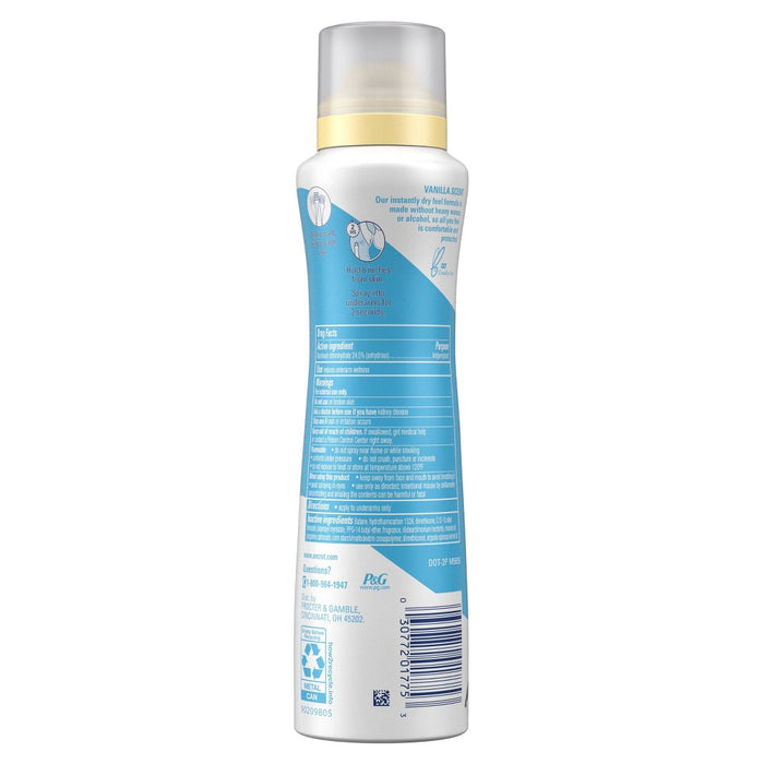 Secret Dry Spray Antiperspirant Deodorant - Vanilla and Argan Oil - 4.1oz