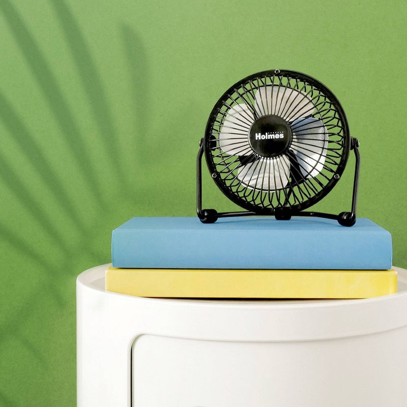 Holmes 4" USB Powered Adjustable Head Personal Desk Fan Black