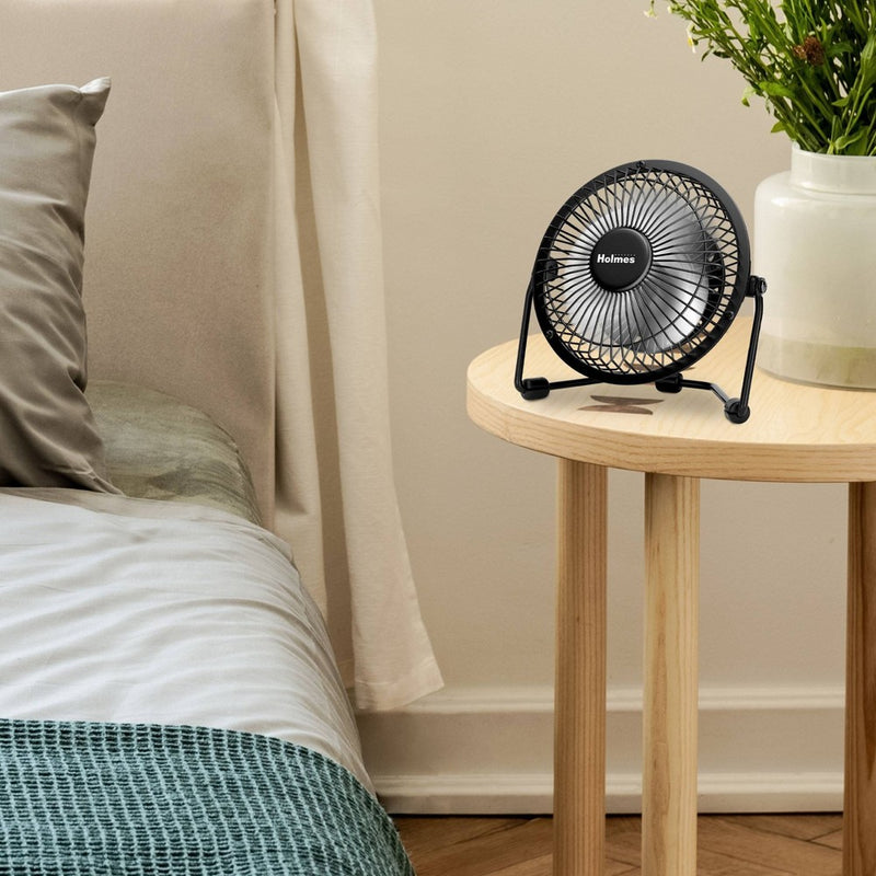 Holmes 4" USB Powered Adjustable Head Personal Desk Fan Black