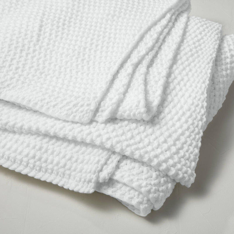 Full/Queen Chunky Knit Bed Blanket White - Casaluna™