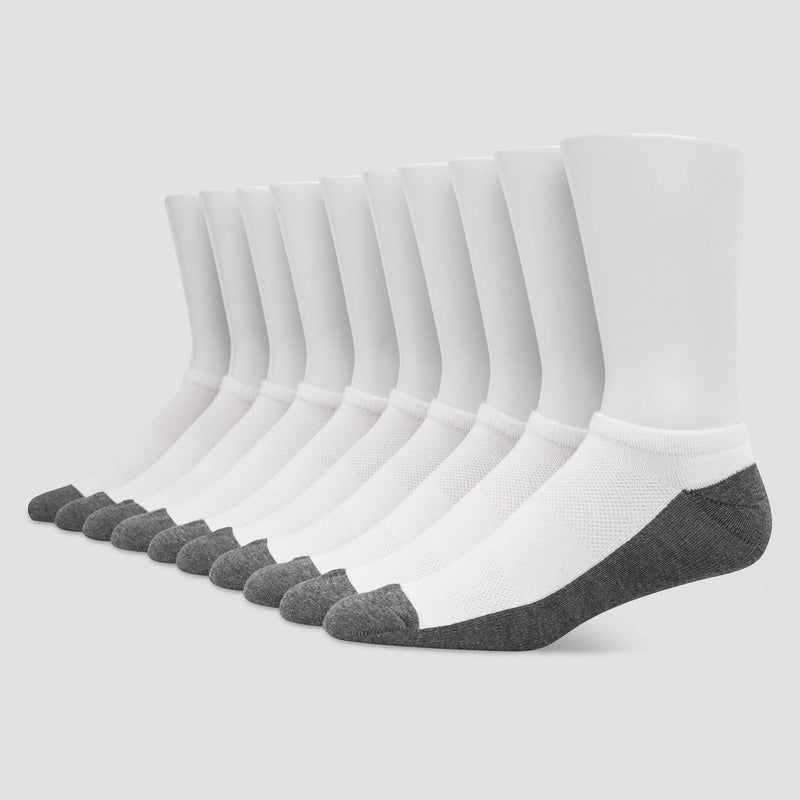Men's Hanes Premium 10Pk White No Show Socks