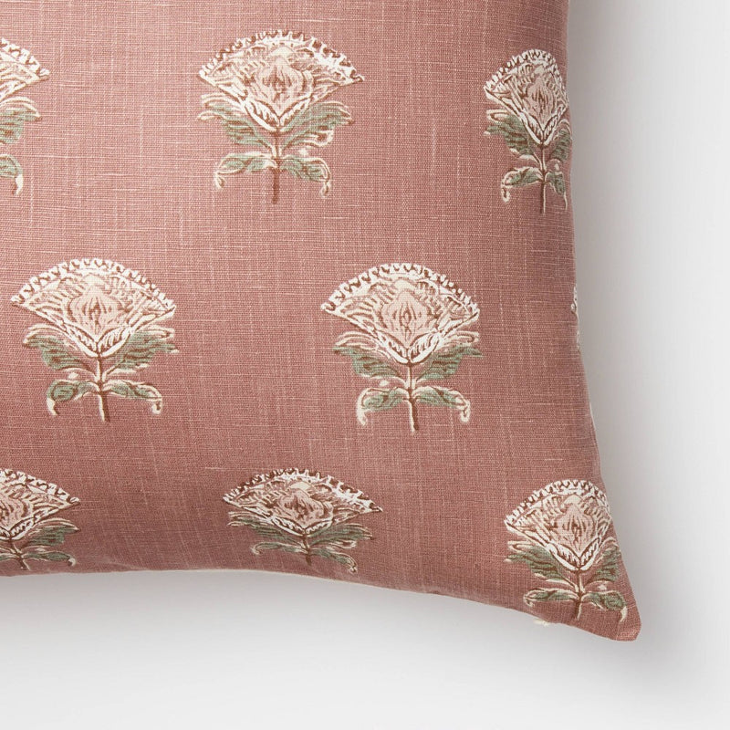 Floral Block Print Square Throw Pillow with Tassel Zipper Mauve - Threshold™ designed with Studio McGee