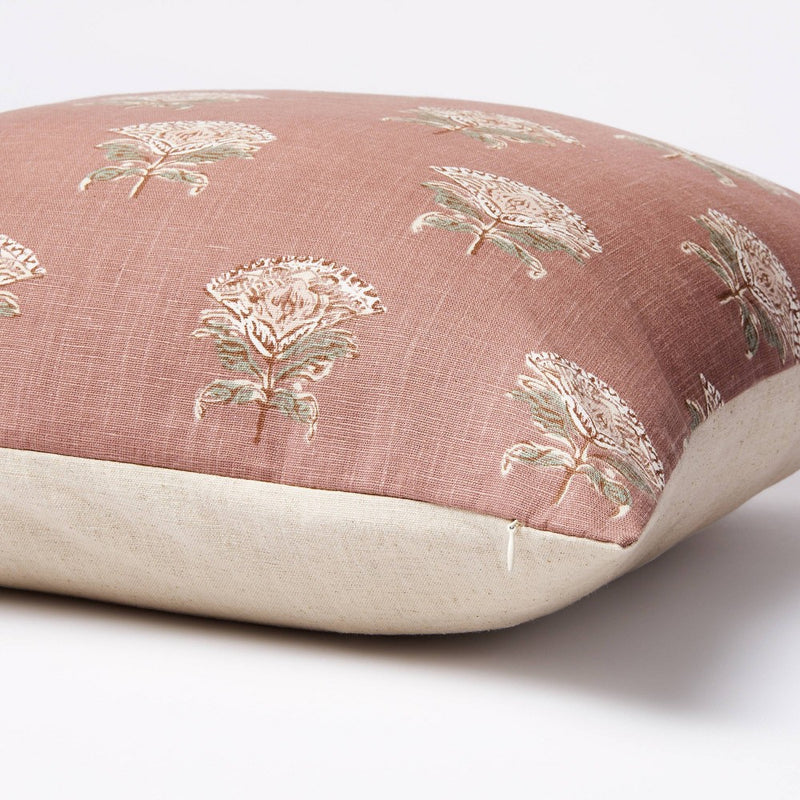 Floral Block Print Square Throw Pillow with Tassel Zipper Mauve - Threshold™ designed with Studio McGee