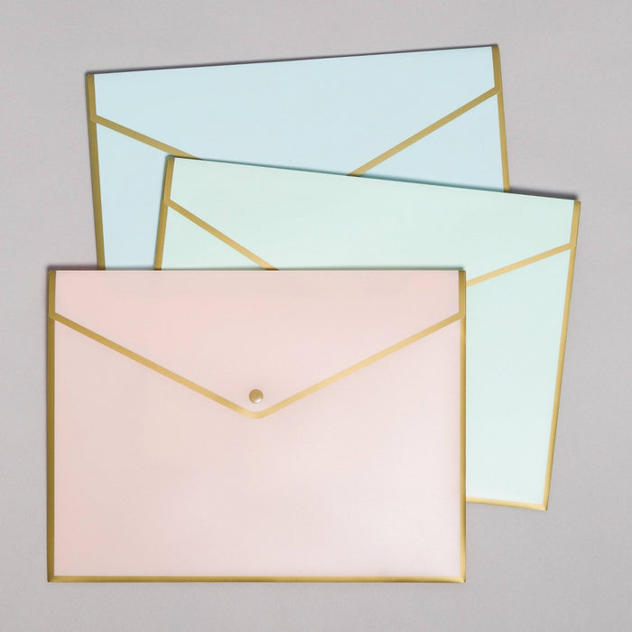 U Brands 3ct Poly Document Holders with Snap Cover Pastels