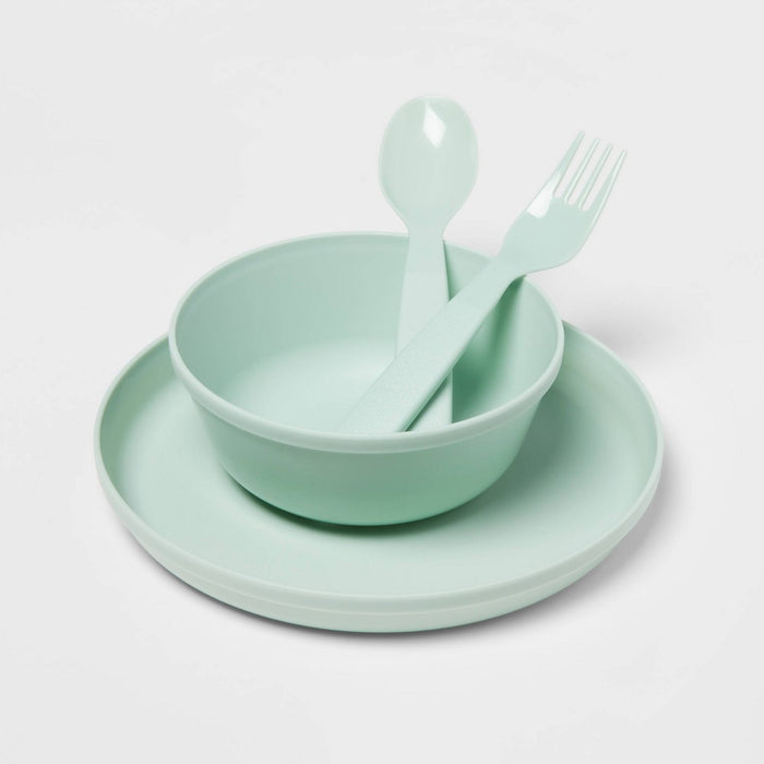 24pc Plastic Dinnerware Serving Set Cool Colors - Pillowfort™