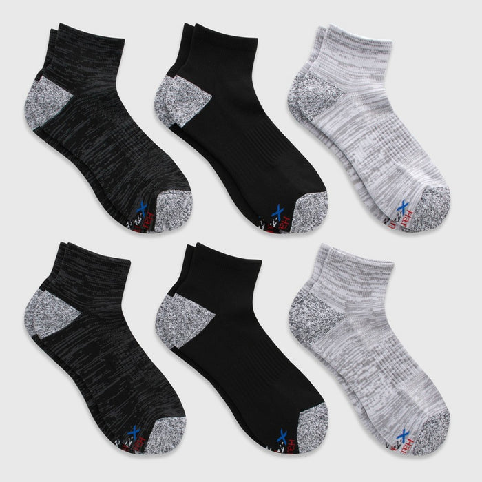 Hanes Premium Men's Performance Filament Ankle Socks 6pk - Charcoal Gray 6-12
