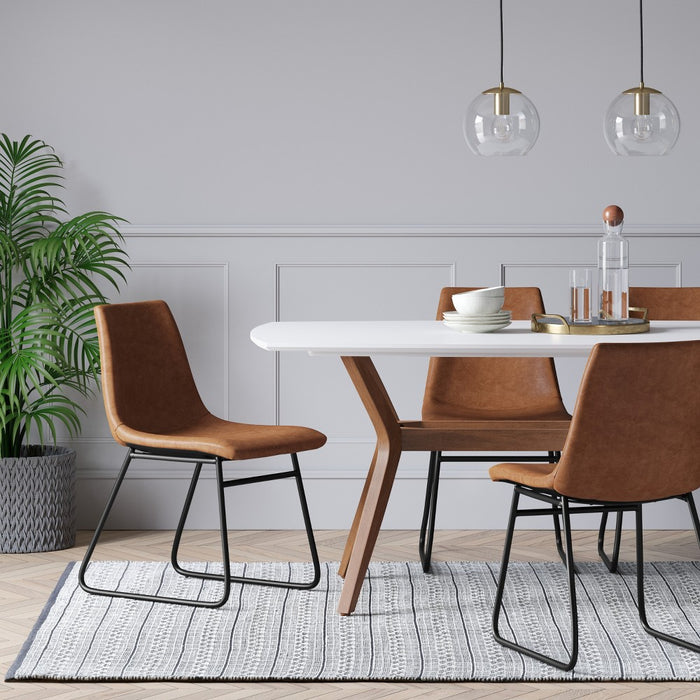 2pk Bowden Faux Leather Dining Chairs with Black Legs Caramel  - Threshold™ (LOCAL PICKUP ONLY)