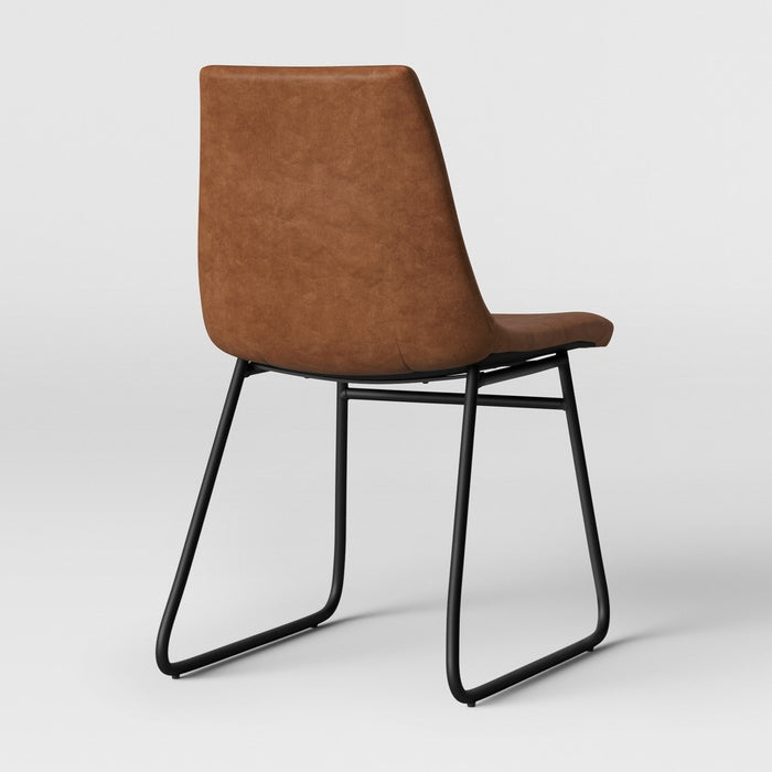 2pk Bowden Faux Leather Dining Chairs with Black Legs Caramel  - Threshold™ (LOCAL PICKUP ONLY)