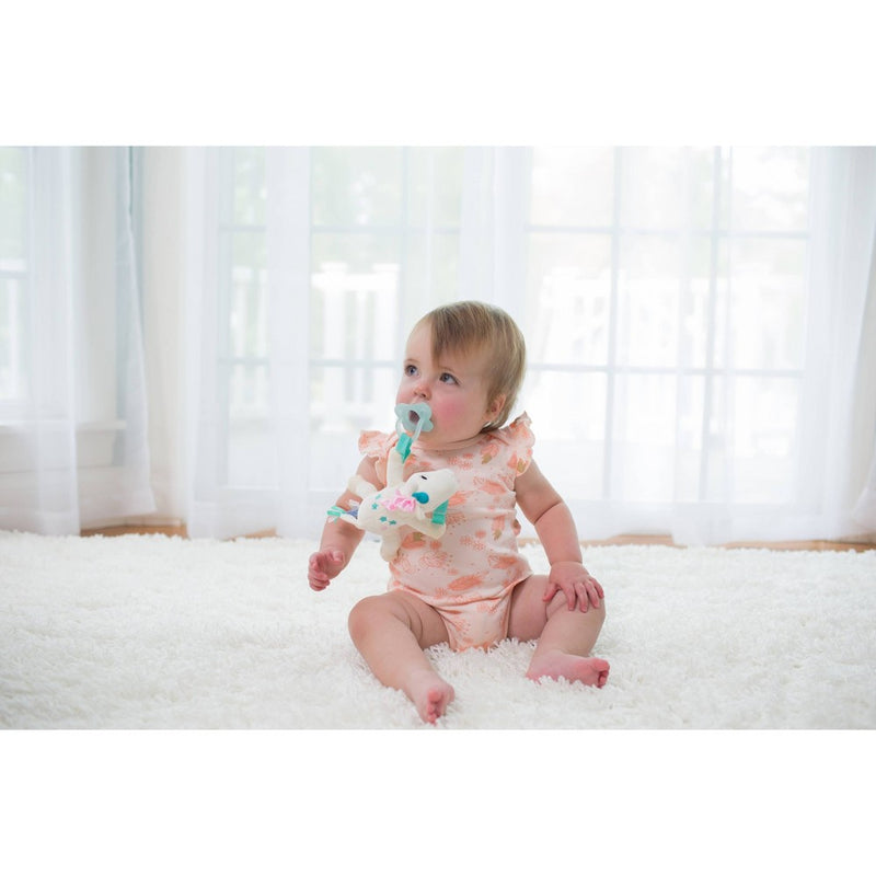 Dr. Brown's Lovey Pacifier and Teether Holder with HappyPaci Silicone Pacifier- Unicorn - 0-6 Months