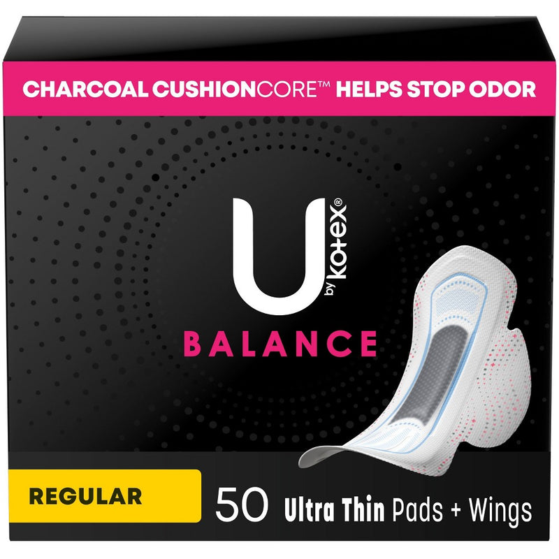 U by Kotex Balance Ultra Thin Regular Pads with Wings - Unscented - 50ct