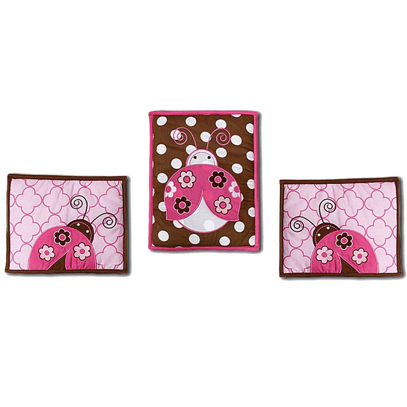 Bacati - Ladybugs Pink Chocolate 10 pc Crib Bedding Set with 2 Crib Fitted Sheets
