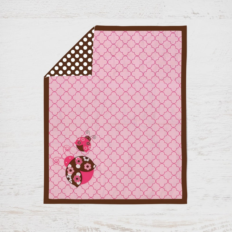 Bacati - Ladybugs Pink Chocolate 10 pc Crib Bedding Set with 2 Crib Fitted Sheets