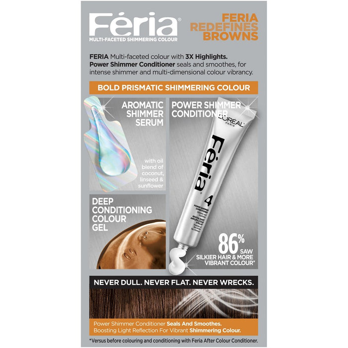 L'Oreal Paris Feria Multi-Faceted Shimmering Color - 6.3 fl oz - 45 Deep Bronzed Brown - 1 kit