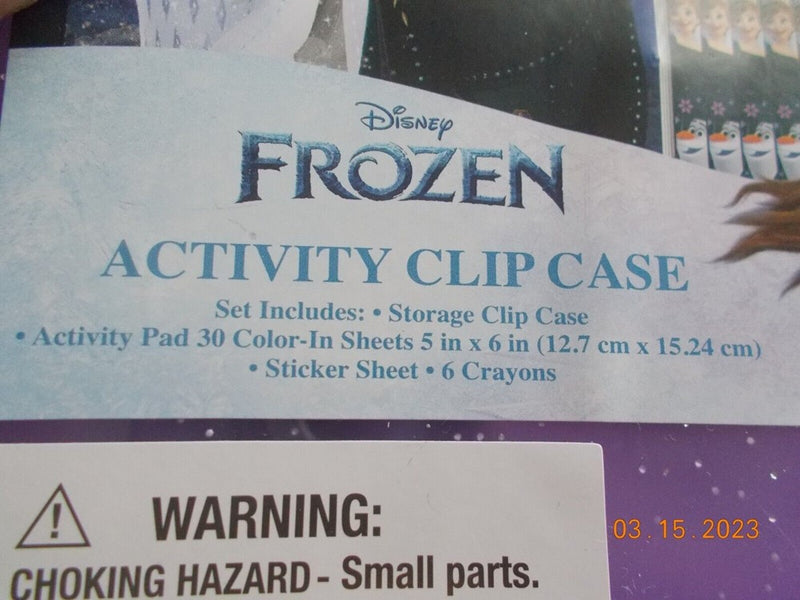 New Disney Frozen Activity Clip Case with Clip, Activity Pad, Stickers, Crayons