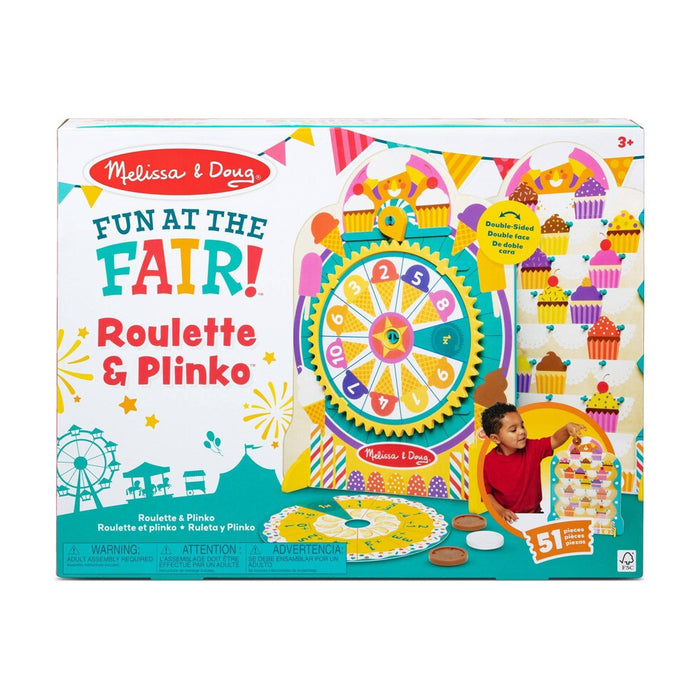 Melissa & Doug Fun at the Fair! Wooden Double-Sided Roulette & Plinko Games