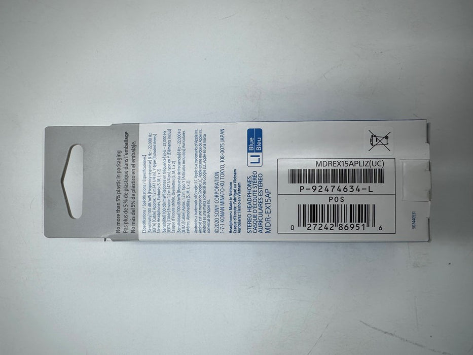 Sony MDREX15AP In-Ear Wired Earbuds with Mic - Blue