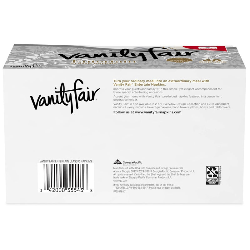 Vanity Fair Entertain 3-Ply Napkins- 40ct