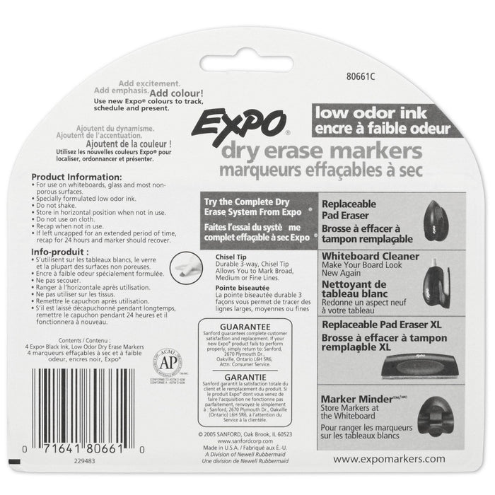 Expo 4pk Dry Erase Markers Chisel Tip Black