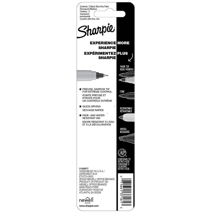 Sharpie 2pk Permanent Markers Ultra Fine Tip Black