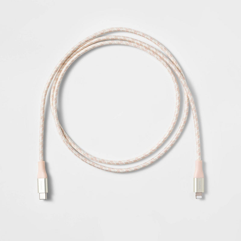4' Lightning to USB-C Braided Cable - heyday™ Pastel Pink/Green