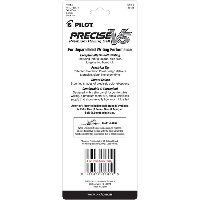Pilot 3ct Precise V5 Rolling Ball Pens Extra Fine Point 0.5mm Black Ink2