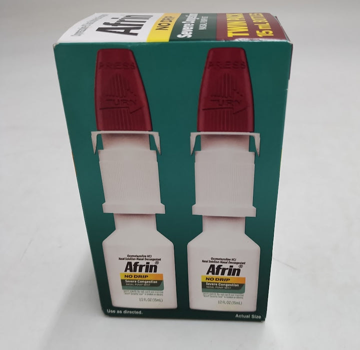 Afrin Nasal Spray No Drip Severe Congestion Relief - 2ct/1 fl oz EXP :03/2027