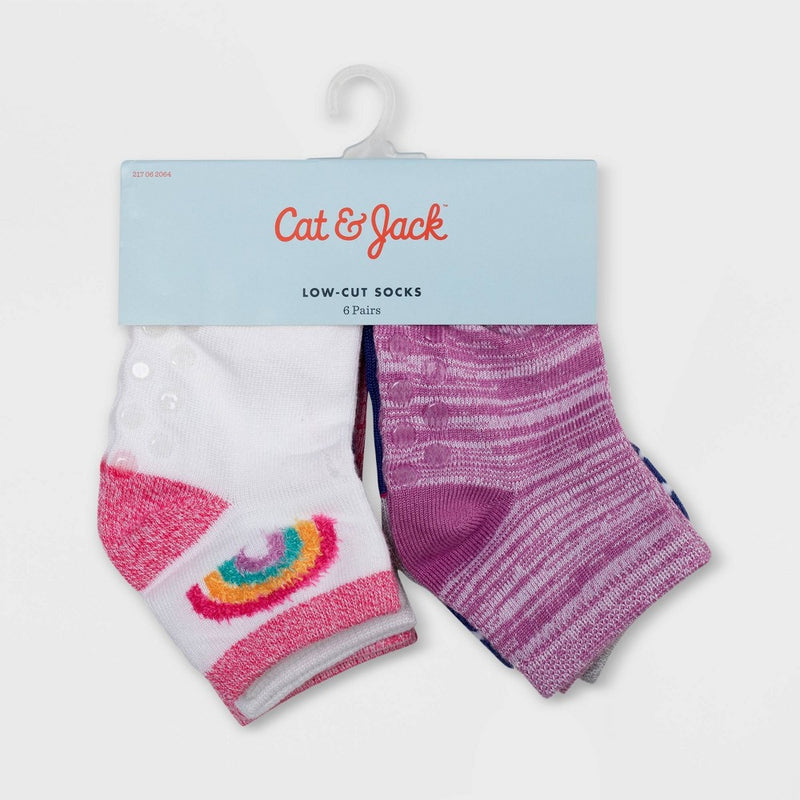 Baby Girls' 6pk Super Soft Hearts Rainbow Low Cut Socks - Cat & Jack™ 12-24M