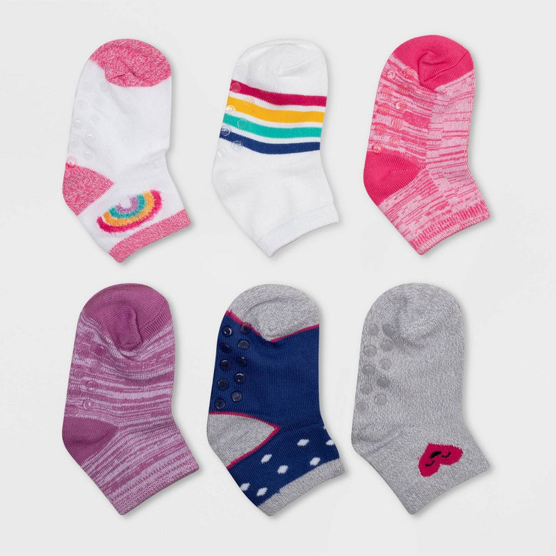 Baby Girls' 6pk Super Soft Hearts Rainbow Low Cut Socks - Cat & Jack™ 12-24M