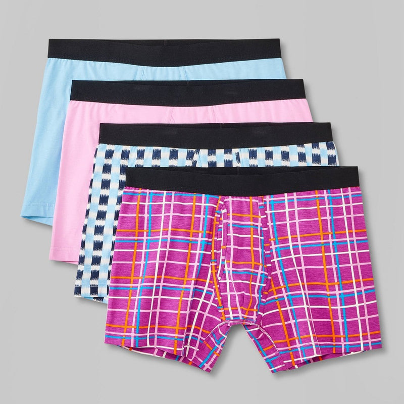 Men's Plaid/Solid Boxer Briefs 4pk - Original Use™ Blue/Pink/White M