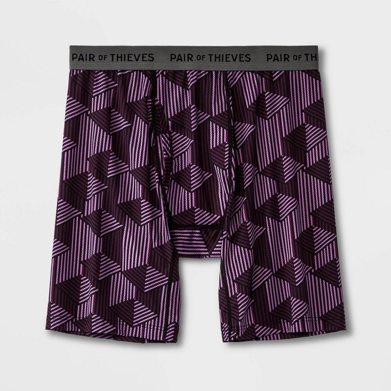 Pair of Thieves Men's Super Fit V Lined Diamond Boxer Briefs - Purple/Black S