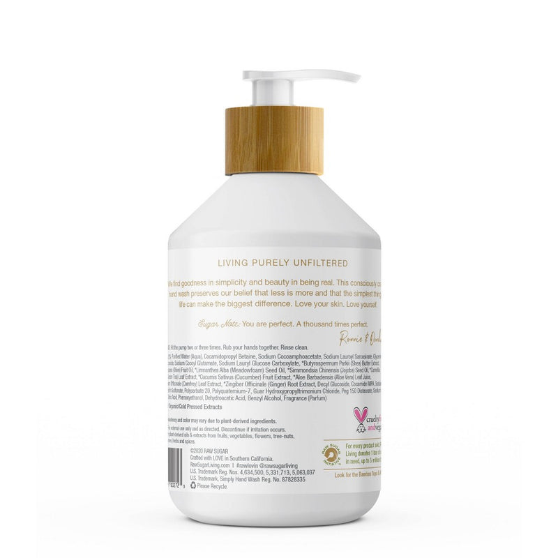 Raw Sugar Simply Hand Wash Sensitive Skin Green Tea + Cucumber + Aloe - 16.9 fl oz